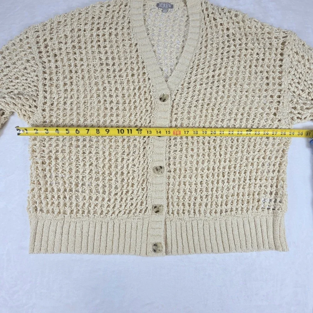 J. CREW Montauk relaxed Cardigan Open Knit Sweater Size 2XL Beige Academia Beach